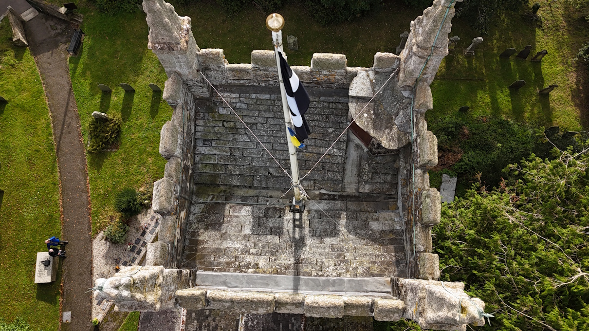 St Tudy Church roof from above